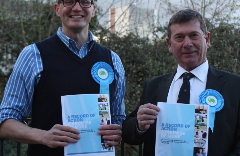 Conservative Candidate for Tilehurst, Rob Vickers with Tim Harris